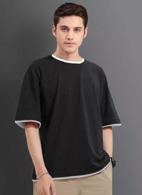 Wearit Solid Men Round Neck Black T-Shirt