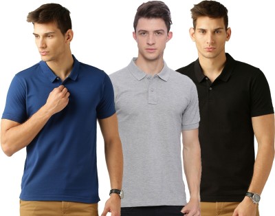 Galatea Solid Men Polo Neck Multicolor T-Shirt