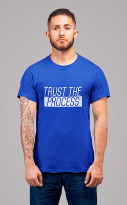 Stylewill Typography Men Round Neck Blue T-Shirt