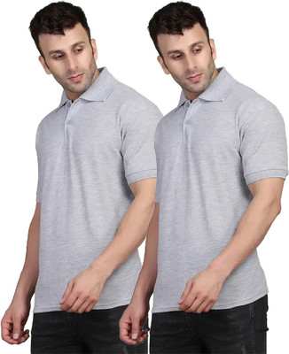 YUALIN CREATION Solid Men Polo Neck Multicolor T-Shirt