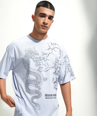 HIGHLANDER Printed Men Round Neck Grey T-Shirt