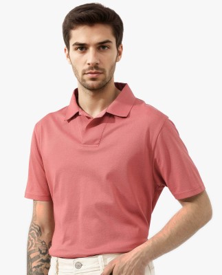 RARE RABBIT Solid Men Polo Neck Red T-Shirt