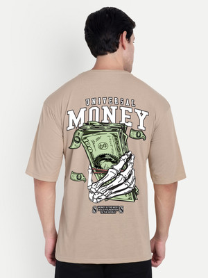 Benny Brooks Graphic Print Men Round Neck Beige T-Shirt