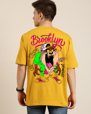 clickwell Printed, Typography Men Round Neck Yellow T-Shirt
