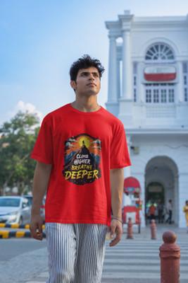 Stylewill Graphic Print Men Round Neck Red T-Shirt
