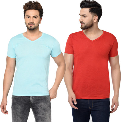 Tresna Fab Solid Men V Neck Multicolor T-Shirt
