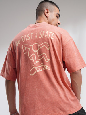 HIGHLANDER Printed Men Round Neck Brown T-Shirt