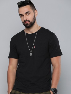 LEVI'S Solid Men Round Neck Black T-Shirt