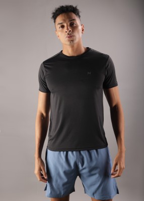 Force NXT Solid Men Round Neck Black T-Shirt