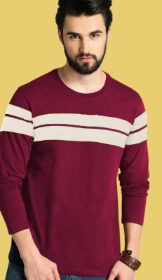 FAOES Printed Men Round Neck Maroon T-Shirt