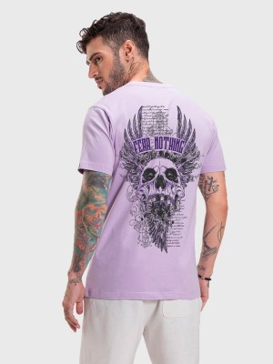 BEWAKOOF Printed Men Round Neck Purple T-Shirt