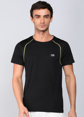 PETER ENGLAND Solid Men Round Neck Black T-Shirt