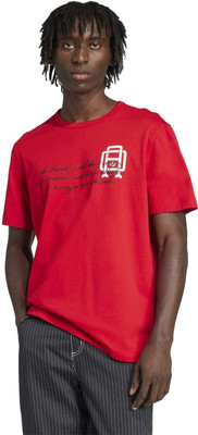 ADIDAS Printed Men Round Neck Red T-Shirt