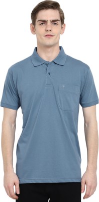 V-MART Solid Men Polo Neck Light Blue T-Shirt