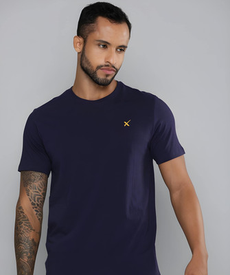 HRX by Hrithik Roshan Solid Men Round Neck Blue T-Shirt