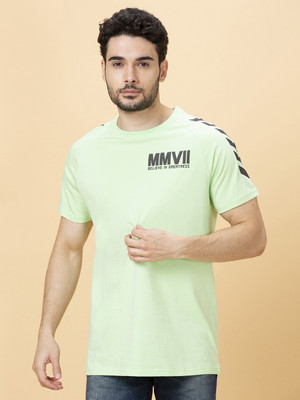 BEING HUMAN Solid Men Crew Neck Light Green T-Shirt