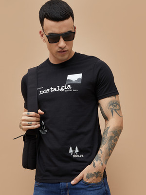 Fame Forever by Lifestyle Printed Men Crew Neck Black T-Shirt