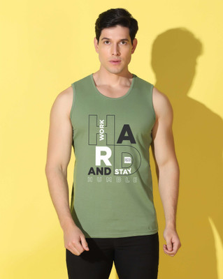 WOOSTRO Graphic Print Men Scoop Neck Light Green T-Shirt