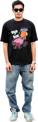 BLOOPERS Printed Men Round Neck Black T-Shirt