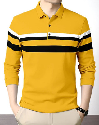 Autna Printed Men Polo Neck Beige T-Shirt