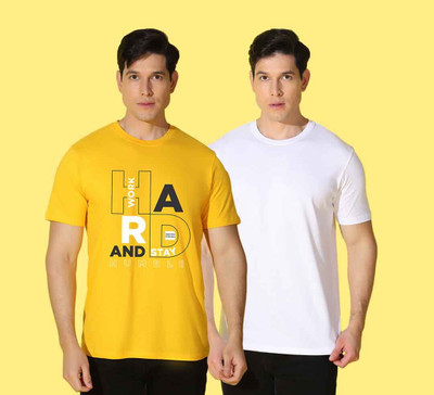 WOOSTRO Typography, Solid Men Round Neck Multicolor T-Shirt
