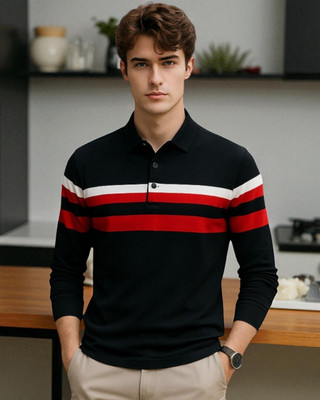 Autna Solid Men Polo Neck Black T-Shirt