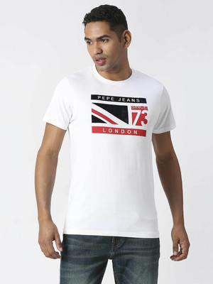 Pepe Jeans Printed Men Crew Neck White T-Shirt