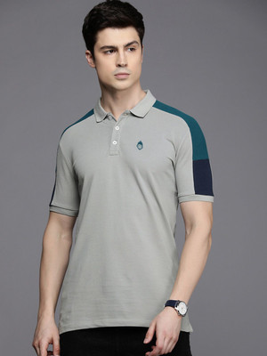 SRK EXIM Colorblock Men Polo Neck Grey T-Shirt