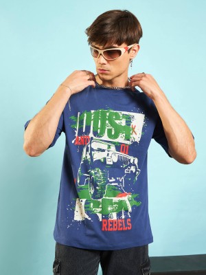 MASCLN SASSAFRAS Printed Men Round Neck Blue T-Shirt