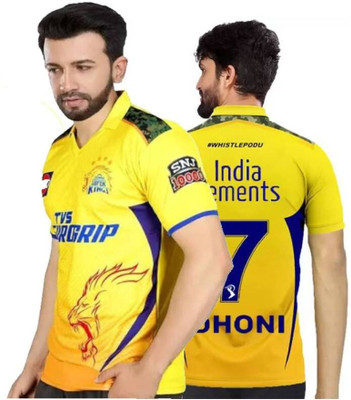 MSV Printed, Typography Men Polo Neck Yellow T-Shirt