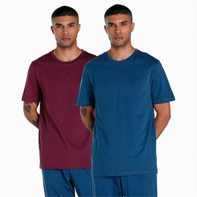 PUMA Solid Men Round Neck Blue T-Shirt
