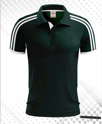 GRATITUDE ROCK Solid Men Polo Neck Blue T-Shirt