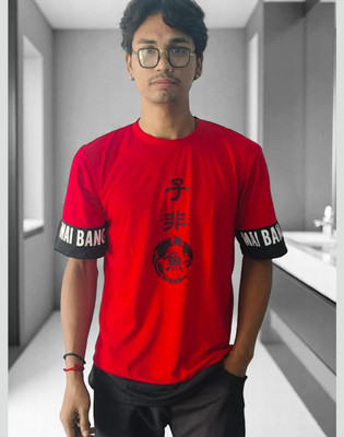 FAOES Printed Men Round Neck Red T-Shirt