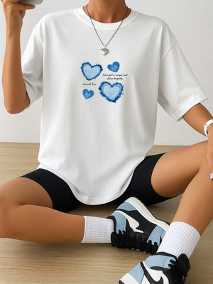 SZN Graphic Print Women Round Neck White T-Shirt