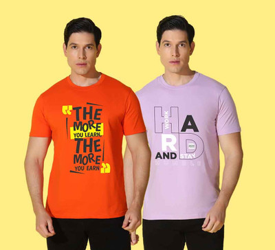 WOOSTRO Printed Men Round Neck Multicolor T-Shirt