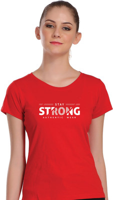 APE Typography Women Round Neck Red T-Shirt