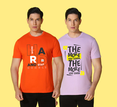 WOOSTRO Printed Men Round Neck Multicolor T-Shirt