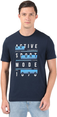 JOCKEY Printed, Typography Men Round Neck Dark Blue T-Shirt