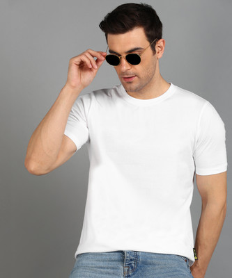 KAEZRI Solid Men Round Neck White T-Shirt