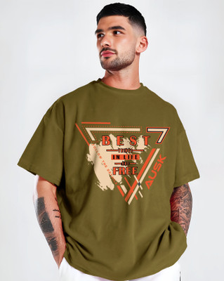 AUSK Printed Men Round Neck Green T-Shirt