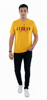 Summervel Graphic Print Men Round Neck Yellow T-Shirt