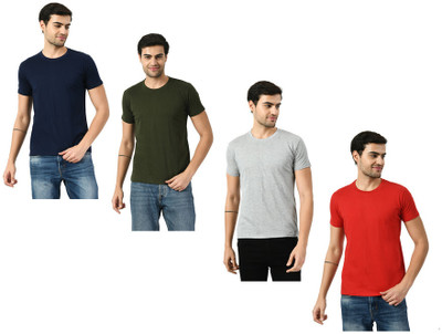 KAVYA Solid Men Round Neck Multicolor T-Shirt