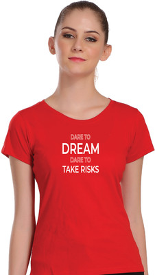 APE Typography Women Round Neck Red T-Shirt