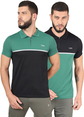 TECHNOSPORT Striped Men Polo Neck Multicolor T-Shirt