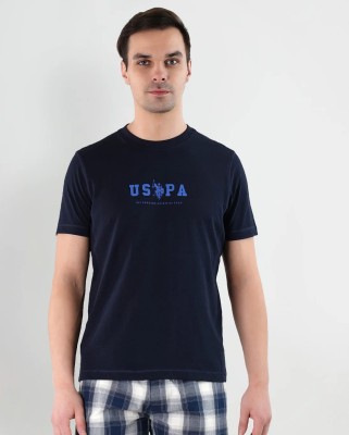 U.S. POLO ASSN. Printed Men Round Neck Dark Blue T-Shirt