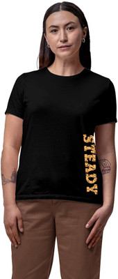 Fighterhero Printed Women Round Neck Black T-Shirt