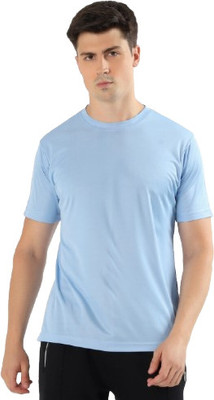 SYS TEXTILE Solid Men Round Neck Light Blue T-Shirt