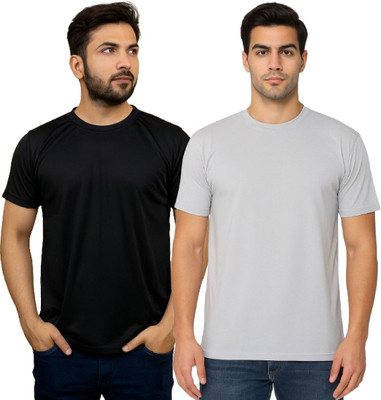 YUALIN CREATION Solid Men Crew Neck Multicolor T-Shirt