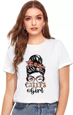 OJSR Printed, Typography Women Round Neck White T-Shirt