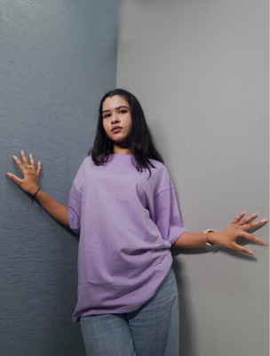 clotsage Floral Print Women Round Neck Purple T-Shirt